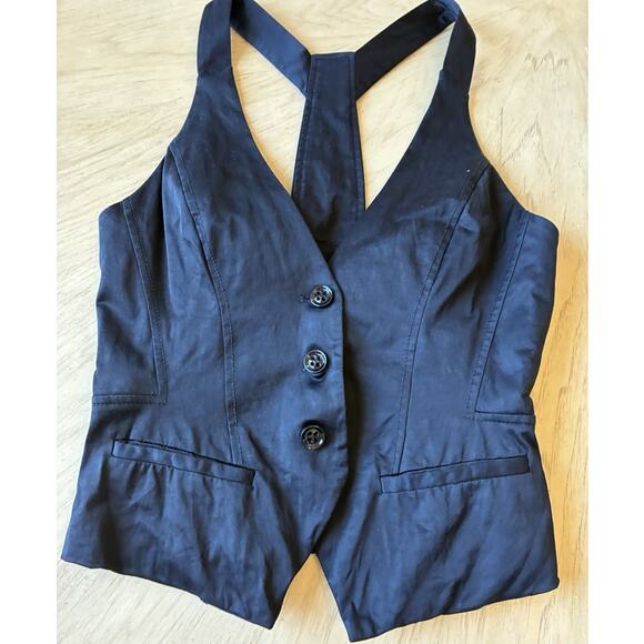 Y2k 90s Black BEBE Vest XS Academia Fitted Corset Whimsigoth Rock Office Siren - Picture 6 of 14